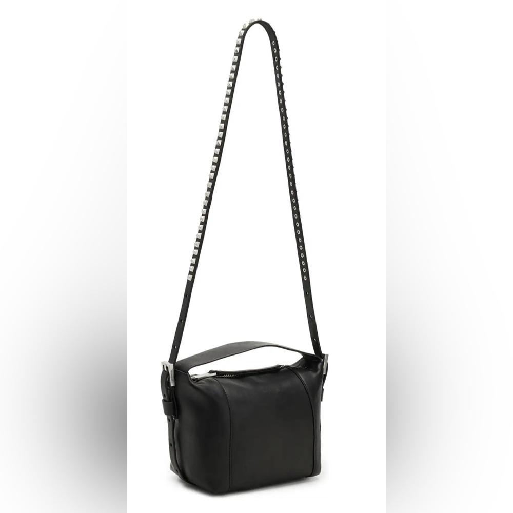 All Saints Studded Black Leather Shoulder Bag - Picture 3 of 7